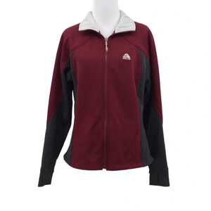 Nike ACG Thermal Layer 2 Red Gray Fleece Jacket Womens Medium Thumbhole Zip‎ Up